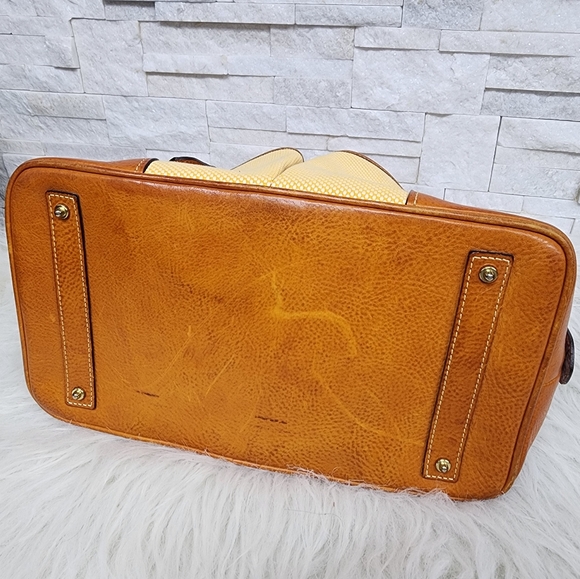 Canvas and Leather Double Zipper Satchel - Picture 9 of 16